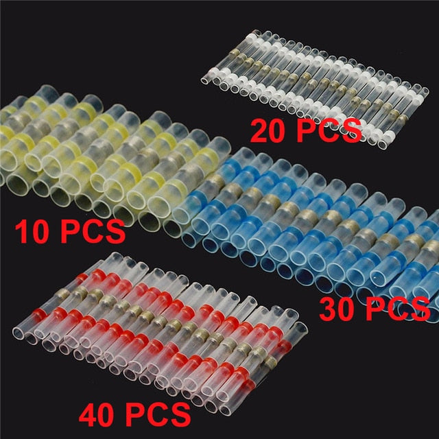 100PCS Waterproof Tin Solder Seal Electrical Connectors Heat Shrink Butt Connectors Waterproof Wire Connectors   AWG 26 to10